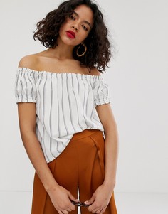 Топ с открытыми плечами из ткани на основе льна Vero Moda-Мульти