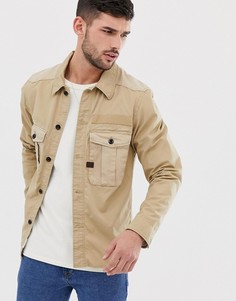 Светло-бежевая рубашка в стиле милитари с длинными рукавами G-Star Bromid-Светло-бежевый