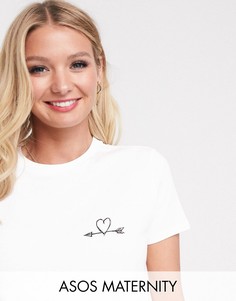 Футболка с сердцем и стрелой ASOS DESIGN Maternity-Белый
