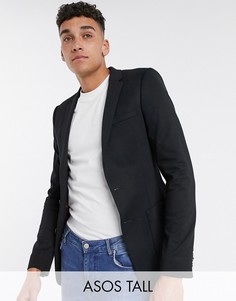 Черный трикотажный супероблегающий пиджак ASOS DESIGN Tall