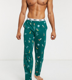 Пижамные брюки с новогодним принтом ASOS DESIGN-Зеленый