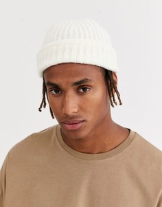 Белая пушистая шапка-бини ASOS DESIGN-Белый