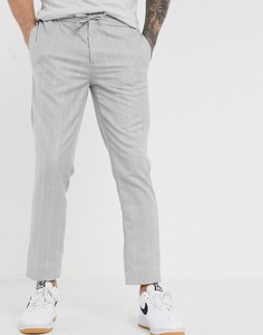 Светло-серые узкие брюки в клетку Burton Menswear-Серый