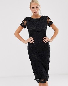 Кружевное облегающее платье с короткими рукавами AX Paris-Черный