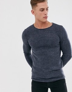 Трикотажный джемпер с круглым Selected Homme-Синий