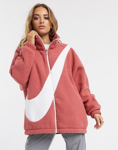 Розовая двусторонняя куртка с крупным логотипом-галочкой Nike-Розовый