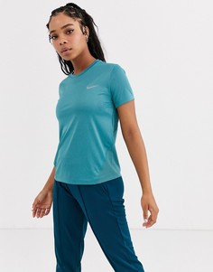 Сине-зеленый топ с короткими рукавами Nike Running-Синий