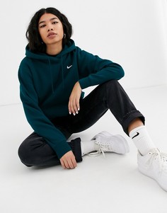 Oversize-худи темно-синего цвета с логотипом-галочкой Nike-Синий
