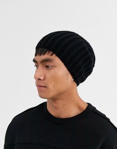 Свободная шапка-бини крупной вязки ASOS DESIGN-Черный
