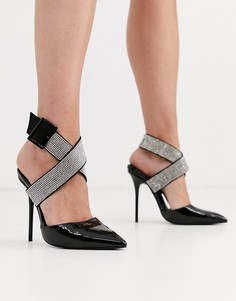 Черные лакированные туфли на каблуке-шпильке ASOS DESIGN-Черный