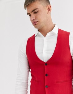 Ярко-красный супероблегающий жилет ASOS DESIGN