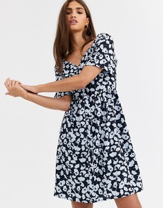 Платье с цветочным принтом и квадратным вырезом Vero Moda-Мульти
