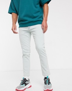 Голубые укороченные джинсы узкого кроя Topman-Синий