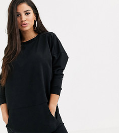 Трикотажное платье с карманом ASOS DESIGN Petite-Черный