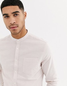 Светло-розовая оксфордская рубашка скинни с воротом на пуговице ASOS DESIGN-Розовый