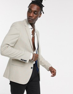 Приталенный пиджак в желто-синюю клетку ASOS DESIGN wedding-Мульти