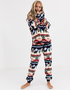 Пижамный комплект с принтом и подкладкой из искусственной цигейки Chelsea Peers-Мульти