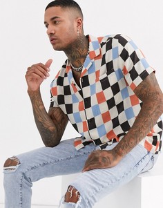 Свободная рубашка с геометрическим принтом ASOS DESIGN-Белый