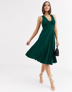 Платье миди с корсетной отделкой ASOS DESIGN-Зеленый