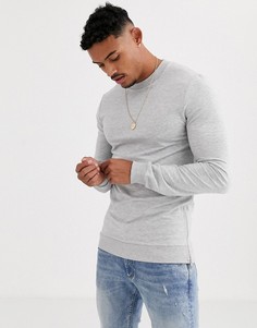 Серый обтягивающий свитшот с серебристыми молниями по бокам ASOS DESIGN
