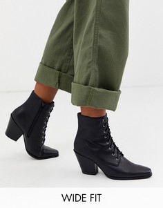 Ботинки в стиле вестерн для широкой стопы на каблуке London Rebel-Черный