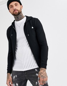 Черное обтягивающее худи на молнии ASOS DESIGN-Черный