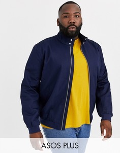Темно-синяя куртка Харрингтон с высоким воротником ASOS DESIGN Plus-Темно-синий