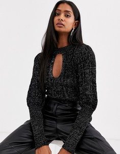 Джемпер крупной вязки с вырезом ASOS DESIGN-Черный