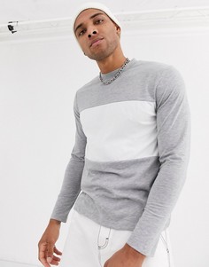 Серый лонгслив с контрастными вставками ASOS DESIGN