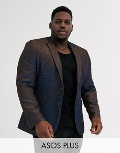 Черный приталенный бархатный пиджак с блестками ASOS DESIGN Plus