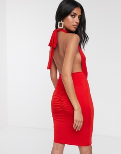 Платье мини с бретелью через шею AX Paris-Красный