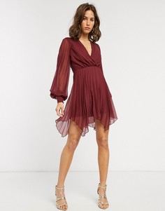Платье мини с плиссировкой ASOS DESIGN-Мульти