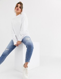 Белый лонгслив с манжетами и высоким воротом ASOS DESIGN