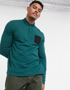Зеленая футболка-поло с контрастным карманом ASOS DESIGN-Зеленый