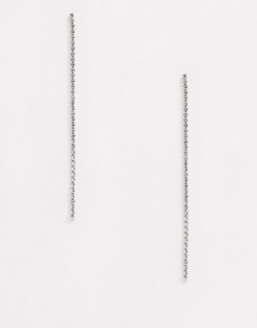 Серебристые серьги-подвески со стразами ASOS DESIGN-Серебряный