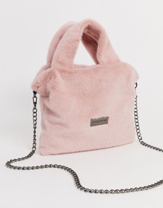 Розовая сумка из искусственного меха с ручками Claudia Canova-Розовый
