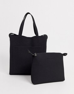 Черная замшевая сумка-тоут с карманом Claudia Canova-Черный