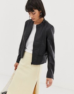 Кожаная куртка Selected-Черный