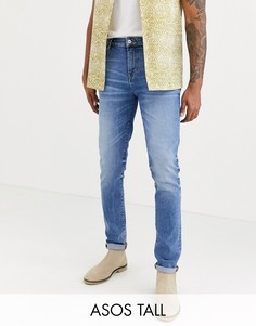 Синие выбеленные джинсы скинни плотностью 12,5 унции ASOS DESIGN Tall-Синий