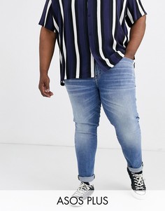 Синие выбеленные джинсы скинни из денима плотностью 12,5 унции ASOS DESIGN Plus-Синий