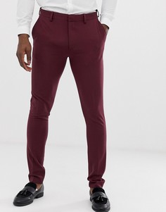 Супероблегающие бордовые брюки ASOS DESIGN-Красный