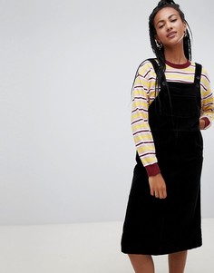 Черный вельветовый сарафан миди Monki-Желтый