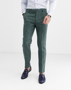 Зеленые узкие строгие брюки из 100% шерстяного твида Харрис ASOS DESIGN-Зеленый