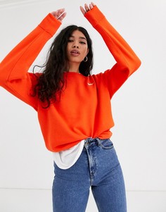 Красный oversize-свитшот с логотипом-галочкой Nike