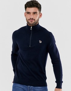 Темно-синий джемпер с добавлением мериносовой шерсти, логотипом и молнией PS Paul Smith