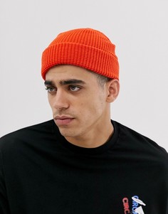 Оранжевая шапка-бини из вафельного трикотажа ASOS DESIGN-Оранжевый