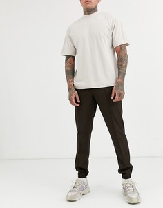 Коричневые узкие укороченные строгие брюки с манжетами ASOS DESIGN-Коричневый