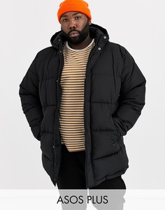 Черная дутая oversize-куртка ASOS DESIGN Plus-Черный