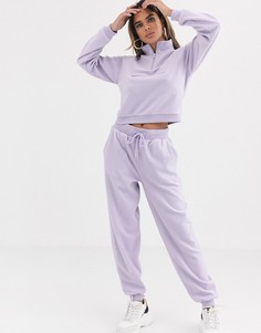 Флисовый спортивный костюм со свитшотом и базовыми джоггерами ASOS DESIGN-Фиолетовый