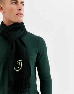 Черный персонализированный шарф с вышитым инициалом \J\" ASOS DESIGN